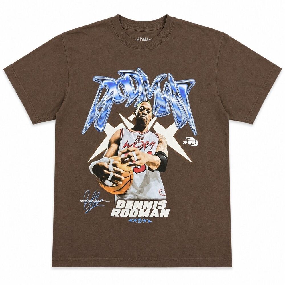 Mens Dennis Rodman Apparel The Worm Short Sleeve T Shirt Brown Medium